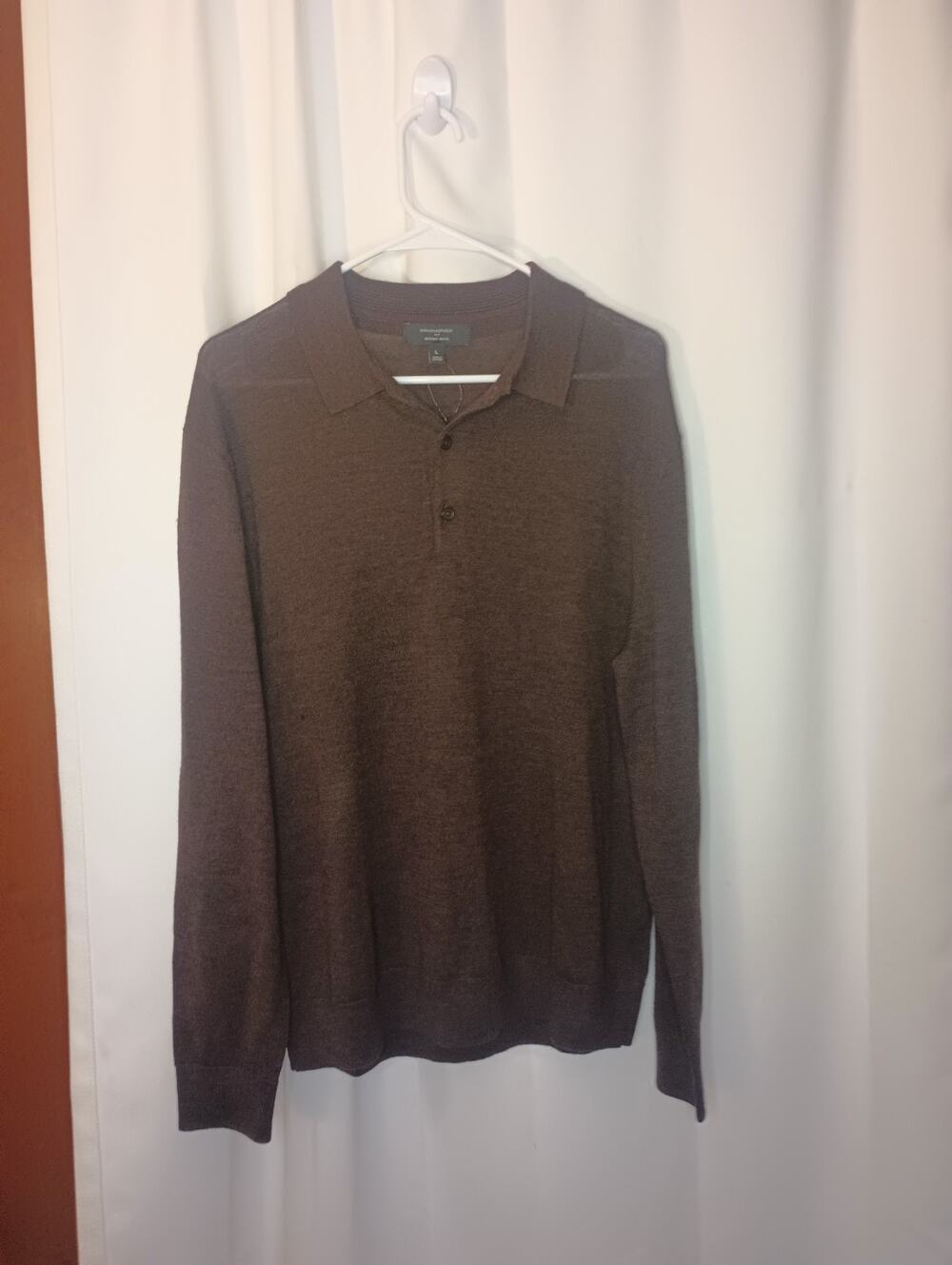 Banana Republic Mens Merino Wool Polo Sweater L Brown Heritage Academia NWOT